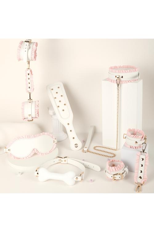 Sex Bondage Kit 6 Pcs - BDSM Restraints Set with Blindfold, Handcuffs, Gag & Collar for Couples